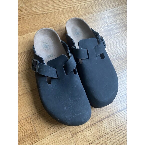 Birkenstock Black Boston Suede Clog Size 39 L 8-8.5 Zinfandel EUC Birki Sandal - Picture 1 of 7